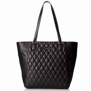 $298 Vera Bradley Leather Quilted Ella Tote in Black